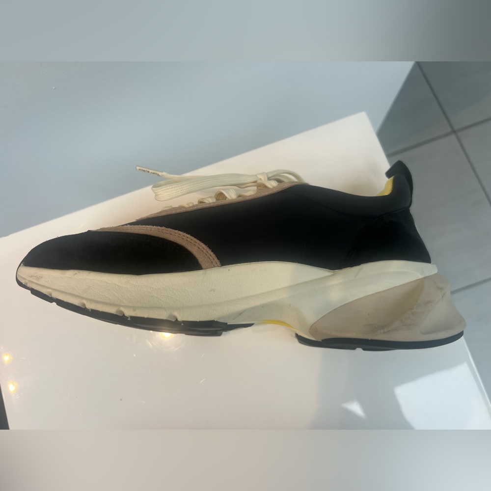 Tory Burch Black and Beige Sneakers with Yellow Highlights - Picture 4 of 9